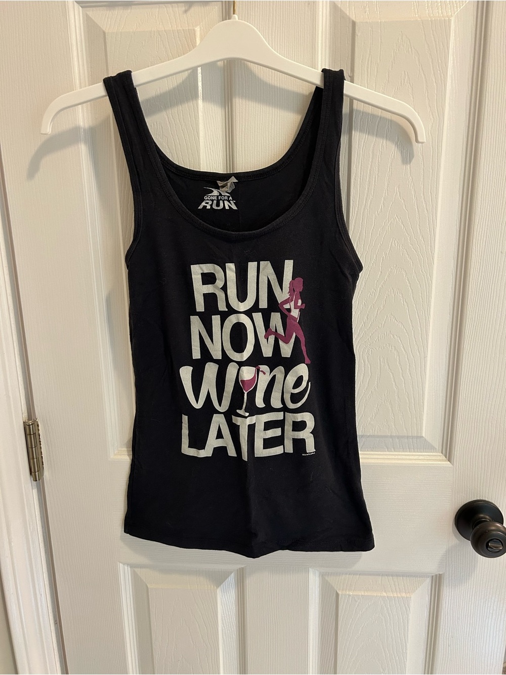 RUN NOW WINE LATER Black Tank Top